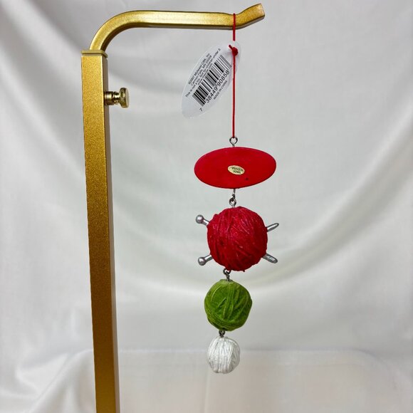 KNIT WIT Midwest CBK Dangly Red Green & White Yarn Christmas Tree Ornament - Picture 2 of 4